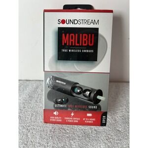 Soundstream Malibu True Wireless Earbuds Black Bluetooth MBU-BK Charging Case